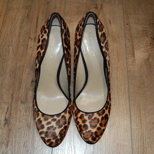 Ann Taylor Leopard Print Fur Wedges